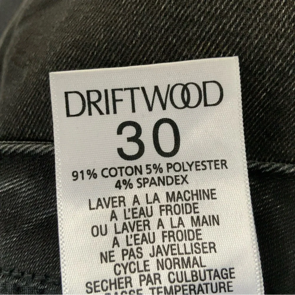 DRIFTWOOD Wyatt Mid-Rise Bootcut Jeans Dark Wash Black Size 30